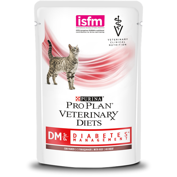 Влажный корм Pro Plan Veterinary Diets DM St/Ox для взрослых кошек при диабете, с говядиной 10 шт - фото 6912