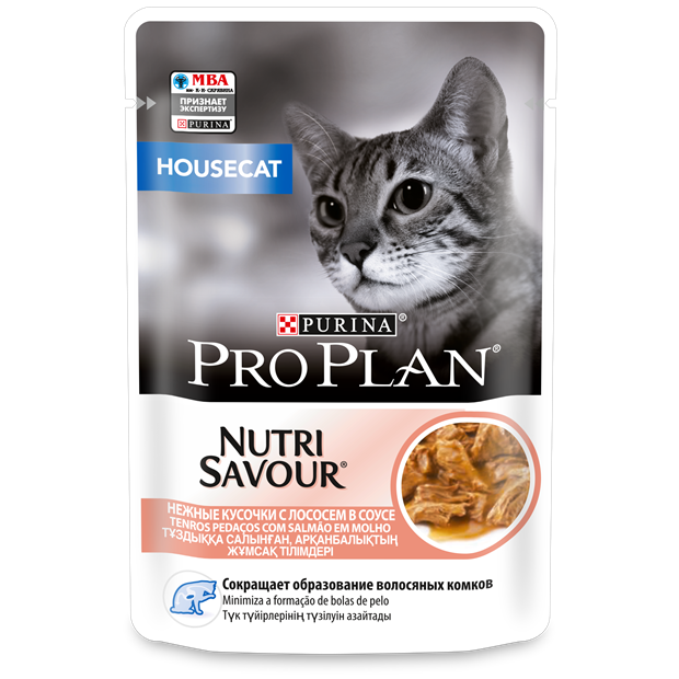 Влажный корм Pro Plan® Nutri Savour® для взрослых кошек, живущих дома, с лососем в соусе - фото 6929