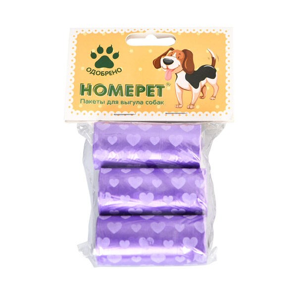 Homepet Пакеты для выгула собак с рисунком 3х20 шт - фото 8338