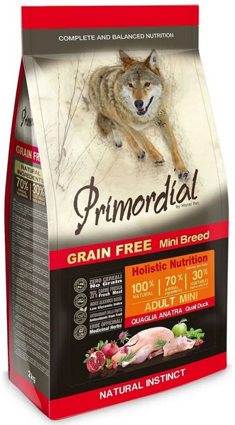 Primordial сухой корм для собак мелких пород беззерновой перепелка утка - фото 8654