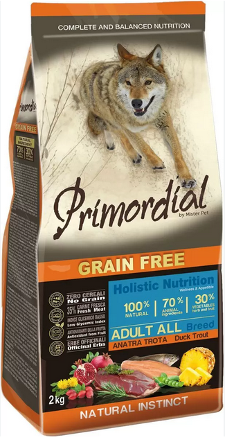 Primordial сухой корм для собак мелких пород беззерновой форель утка - фото 8655