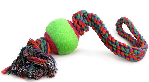 Triol Игрушка для собак "Верёвка с петлёй, 2 узла и мяч", d65/45см - фото 9046