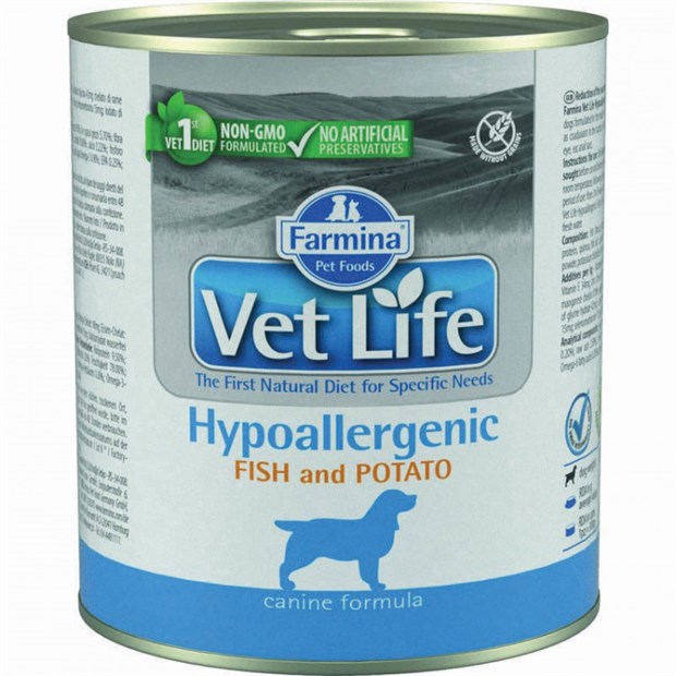Vet Life Dog Hypoallergenic влажный корм для собак при аллергии с рыбой и картофелем 300 г - фото 9215