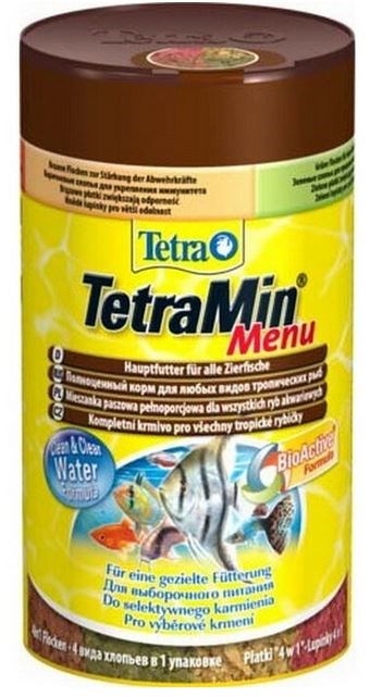 Tetra Min Menu Корм для рыб мелкие хлопья 4 вида 100 мл - фото 9563