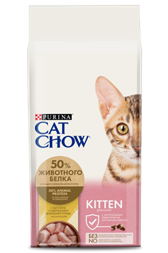 Сухой корм Cat Chow® для котят, с высоким содержанием домашней птицы