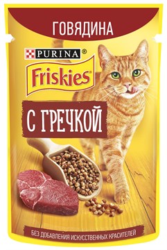 Влажный корм Friskies® для взрослых кошек, с говядиной и гречкой в подливе