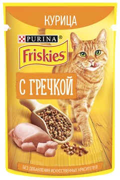 Влажный корм Friskies® для взрослых кошек, с курицей и гречкой в подливе