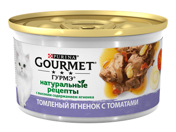 Влажный корм Gourmet Натуральные рецепты для кошек, с ягненком и с томатами