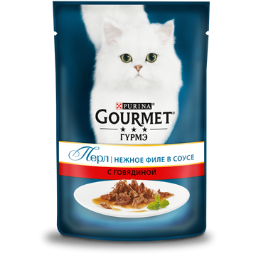 Влажный корм Gourmet Перл Нежное филе для кошек, с говядиной в соусе
