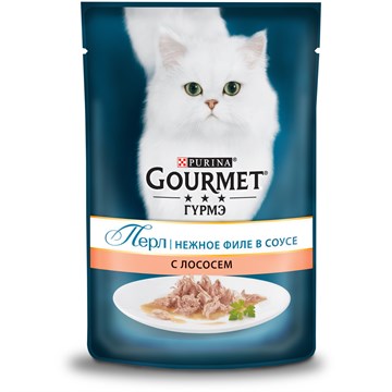 Влажный корм Gourmet Перл Нежное филе для кошек, с лососем в соусе