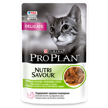 Влажный корм Pro Plan® Nutri Savour® для взрослых кошек с чувствительным пищеварением или с особыми предпочтениями в еде, с ягненком в соусе