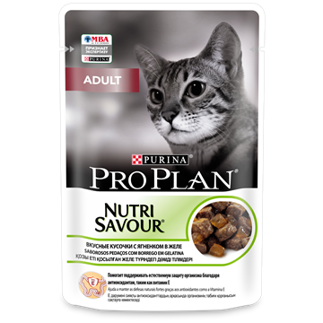 Влажный корм Pro Plan® Nutri Savour® для взрослых кошек, кусочки с ягненком, в желе