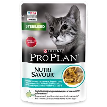 Влажный корм Pro Plan® Nutri Savour® для взрослых стерилизованных кошек и кастрированных котов, с океанической рыбой в соусе