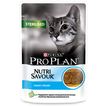 Влажный корм Pro Plan® NutriSavour® для взрослых стерилизованных кошек, паштет с треской