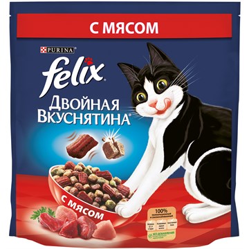 Сухой корм Felix® Двойная Вкуснятина® для взрослых кошек, с мясом