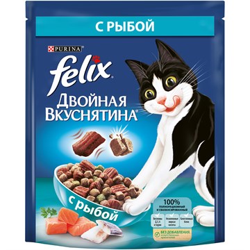 Сухой корм Felix® Двойная Вкуснятина® для взрослых кошек, с рыбой
