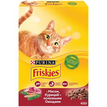 Сухой корм Friskies® для взрослых кошек, с мясом, курицей и полезными овощами