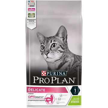 Сухой корм Pro Plan® для взрослых кошек с чувствительным пищеварением или с особыми предпочтениями в еде, с высоким содержанием ягненка