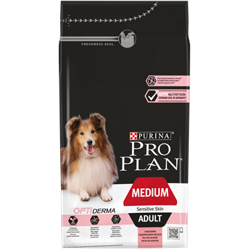 Сухой корм Pro Plan® для взрослых собак средних пород с чувствительной кожей, с высоким содержанием лосося