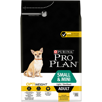 Сухой корм Pro Plan® для склонных к избыточному весу и/или стерилизованных взрослых собак мелких и карликовых пород, с высоким содержанием курицы