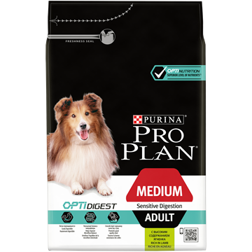 Сухой корм Pro Plan®для взрослых собак средних пород с чувствительным пищеварением, с высоким содержанием ягненка
