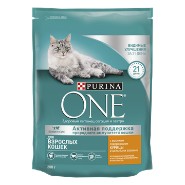 Сухой корм Purina ONE® для взрослых кошек, с высоким содержанием курицы и цельными злаками