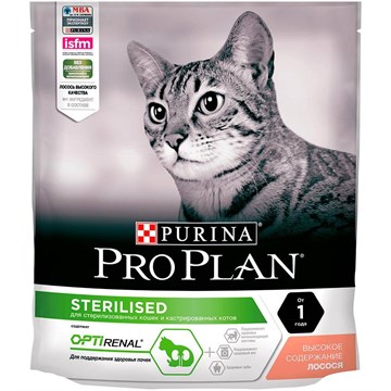 Pro Plan Sterilised OptiRenal для кастрированных и стерилизованных кошек. Лосось.