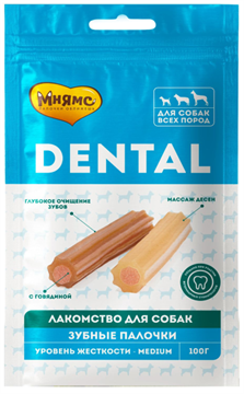Мнямс DENTAL для собак "Зубные палочки" с говядиной 100 г