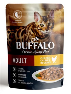 Mr. buffalo Adult влажный корм для кошек, цыпленок в соусе