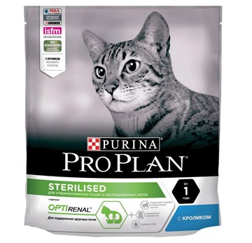 Pro Plan Sterilised OptiRenal для кастрированных и стерилизованных кошек. Кролик.