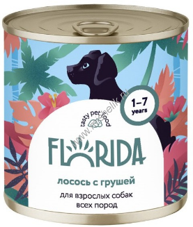 FLORIDA 240г консервы для взрослых собак всех пород лосось с грушей