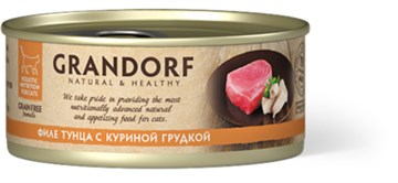 Grandorf Консервы для кошек Филе тунца с куриной грудкой 70 г 12628